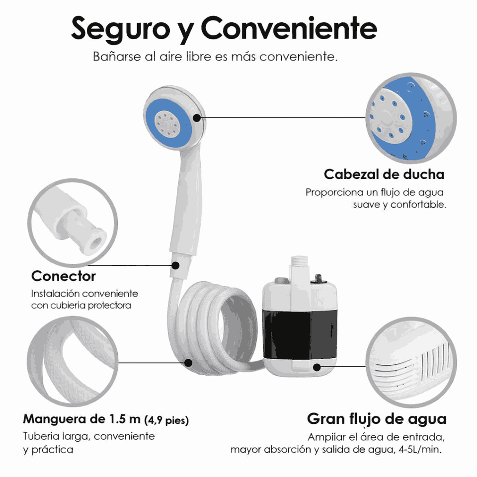 Ducha Portátil Recargable con Bomba Inalámbrica