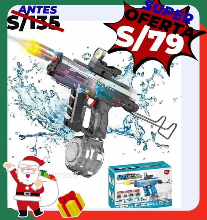 PISTOLA DE AGUA ELECTRICA UZI RGB RECARGABLE