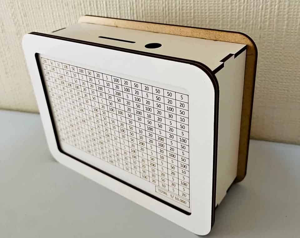 Alcancías con metas de ahorro.